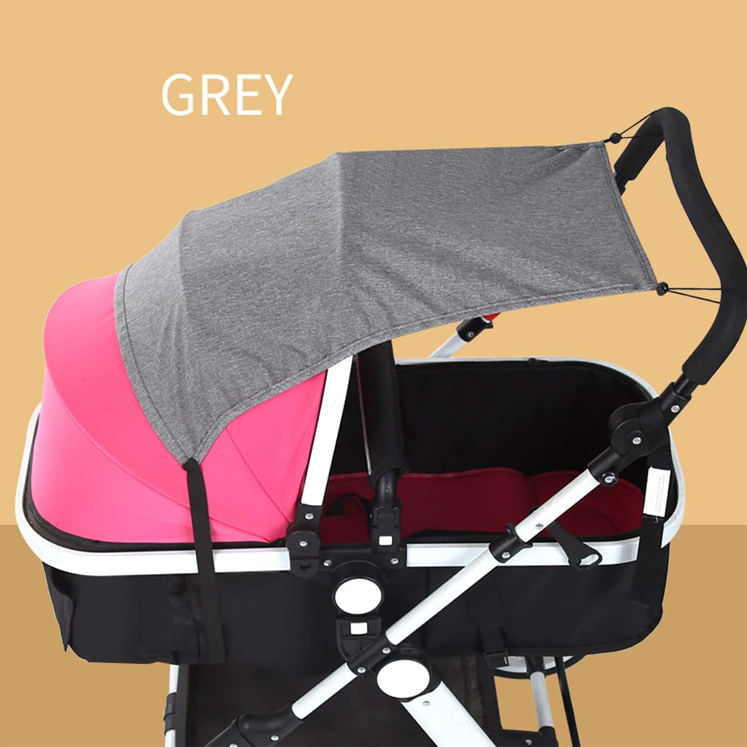 Pram Sun Shade Cover Universal Baby Stroller Awning UPF50+ Pushchair Buggy Sun Canopy Waterproof Windproof Baby Carriage Umbrella Sun Shield UV Protection Infant Carrycots Sun Visor Skylight Design