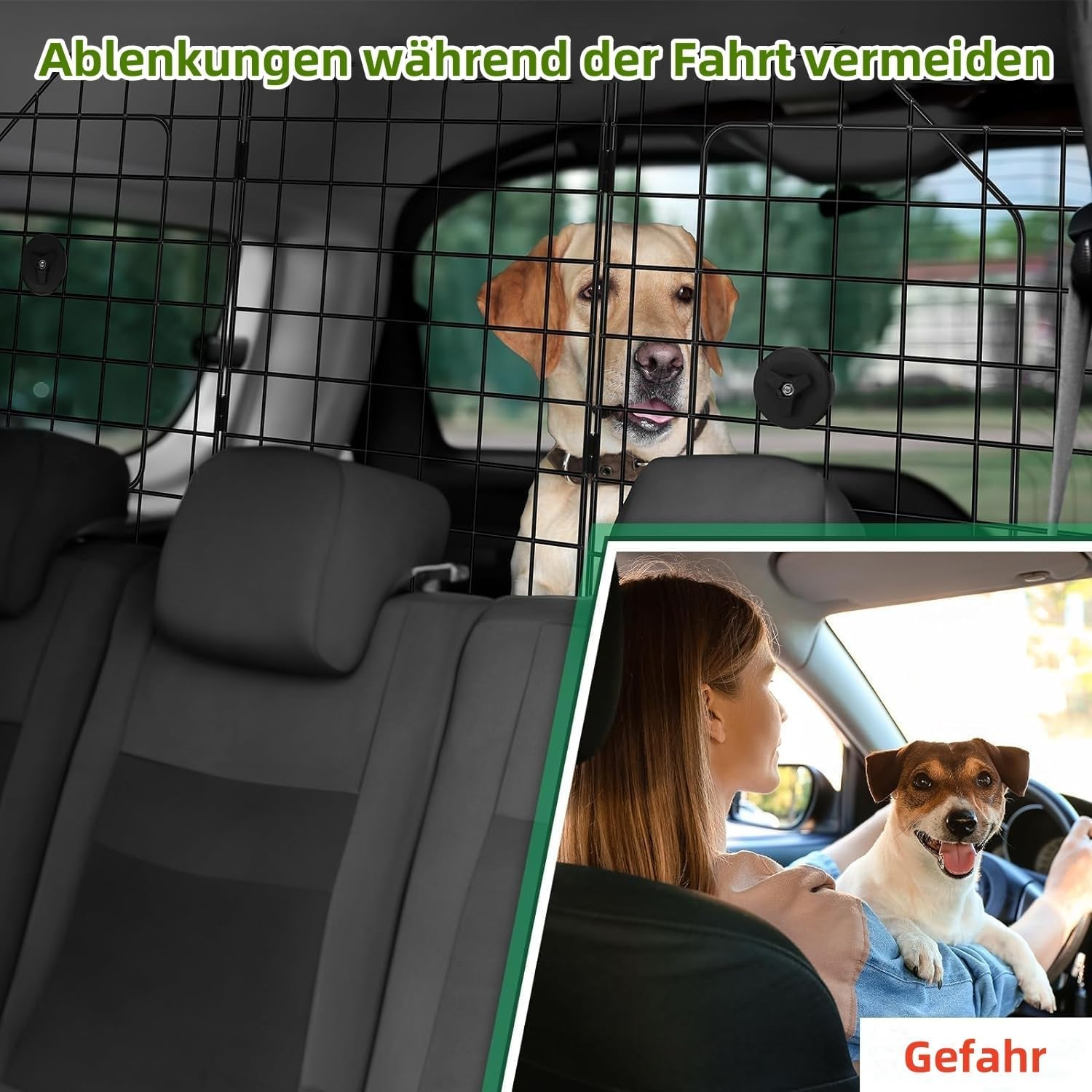 Steel Wire Mesh Dog Guard, Adjustable Width, Universal Dog Gate for SUV, Sedan, Truck image number 5