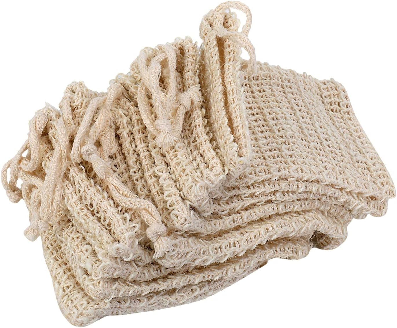Jingfei 10 Pack Natural Sisal Soap Bag Exfoliating Soap Saver Pouch Holder image number 4