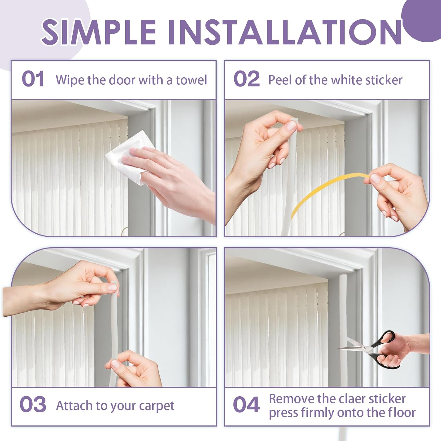 Door Seal Strip - Self-Adhesive Weather Stripping, Draft Stopper for Doors Windows, Sound Proofing Door Draught Stopper, Windproof Dustproof Insulation for Home Garage Closet (White) (10M) image number 4