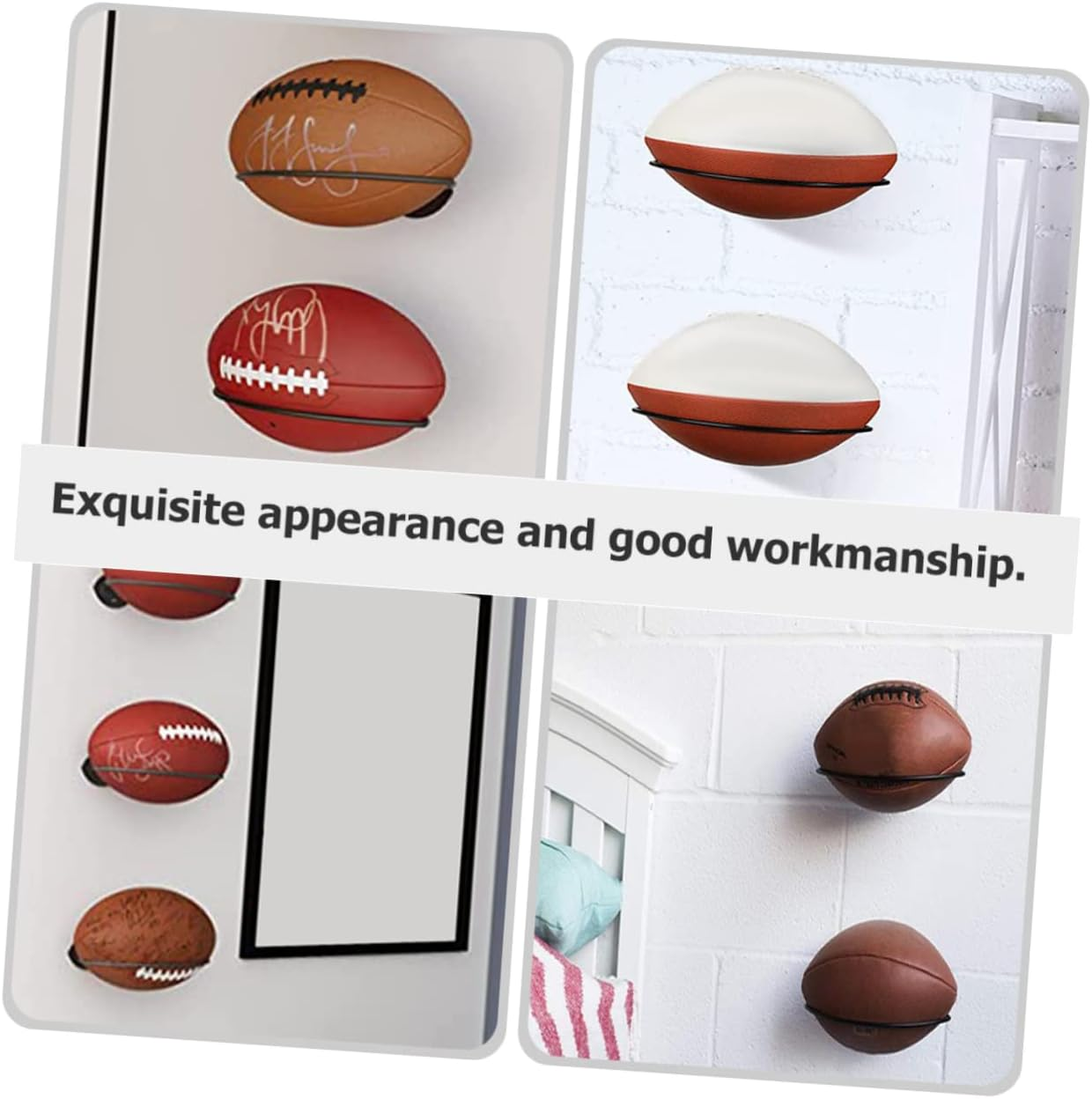 OHPHCALL 2Pcs Rugby Wall Mount Ball Storage Rack Sports Ball Storage Ball Rack Football Holder Rack Sports Ball Mount Ball Mount Ball Rack Iron Wall-Mounted Golf image number 4