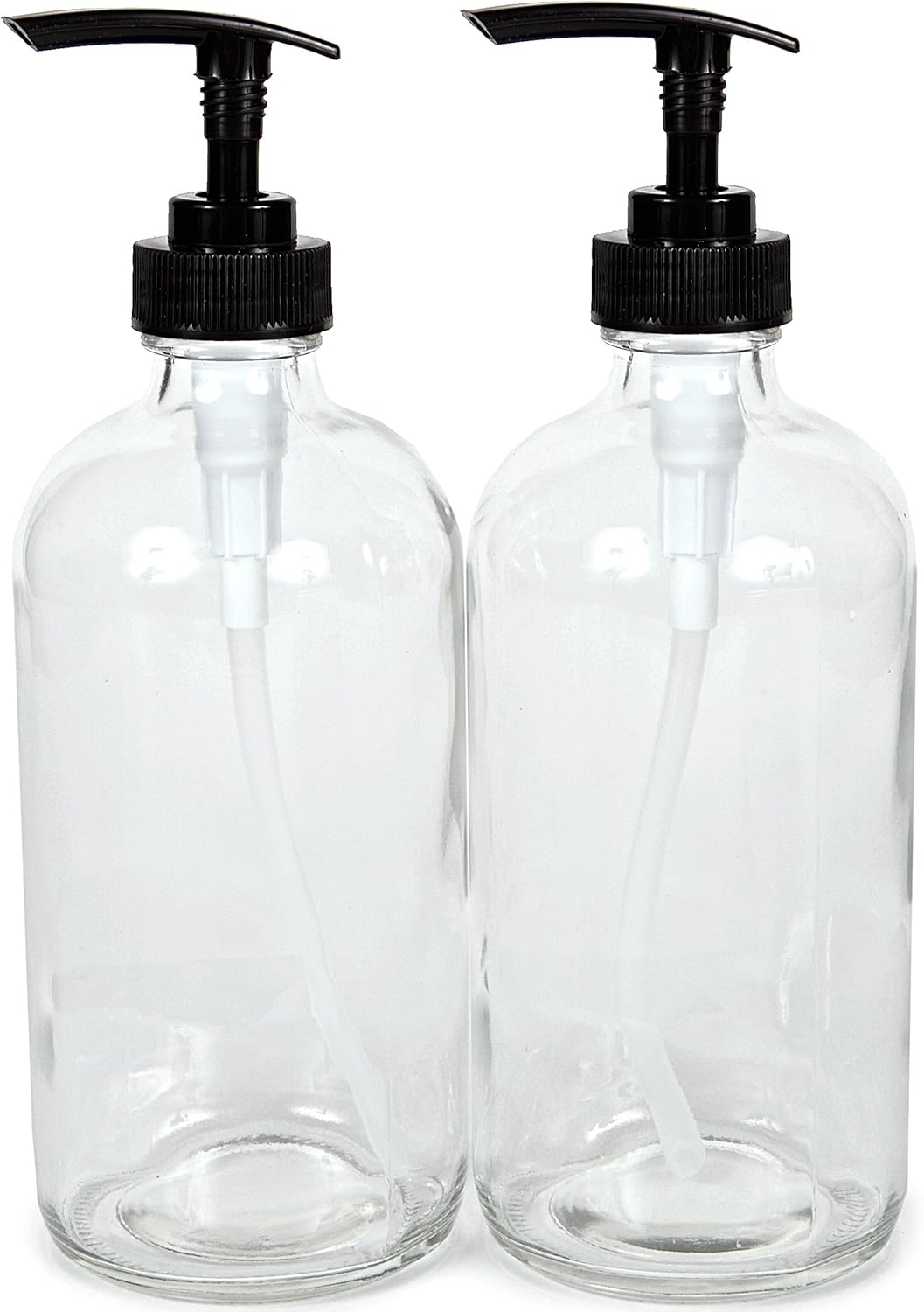 Vivaplex, 2, Large, 16 Oz, Empty, Clear Glass Bottles with Black Lotion Pumps image number 3
