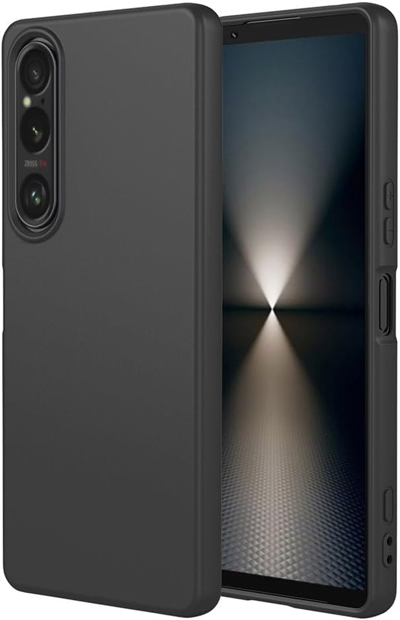 SEAHAI Case for Sony Xperia 1 VII, Ultra Thin Silky-Soft Touch Soft Liquid Silicone Phone Cover with Shockproof Airbag Design, Premium TPU Bumper Fashion Case - Black