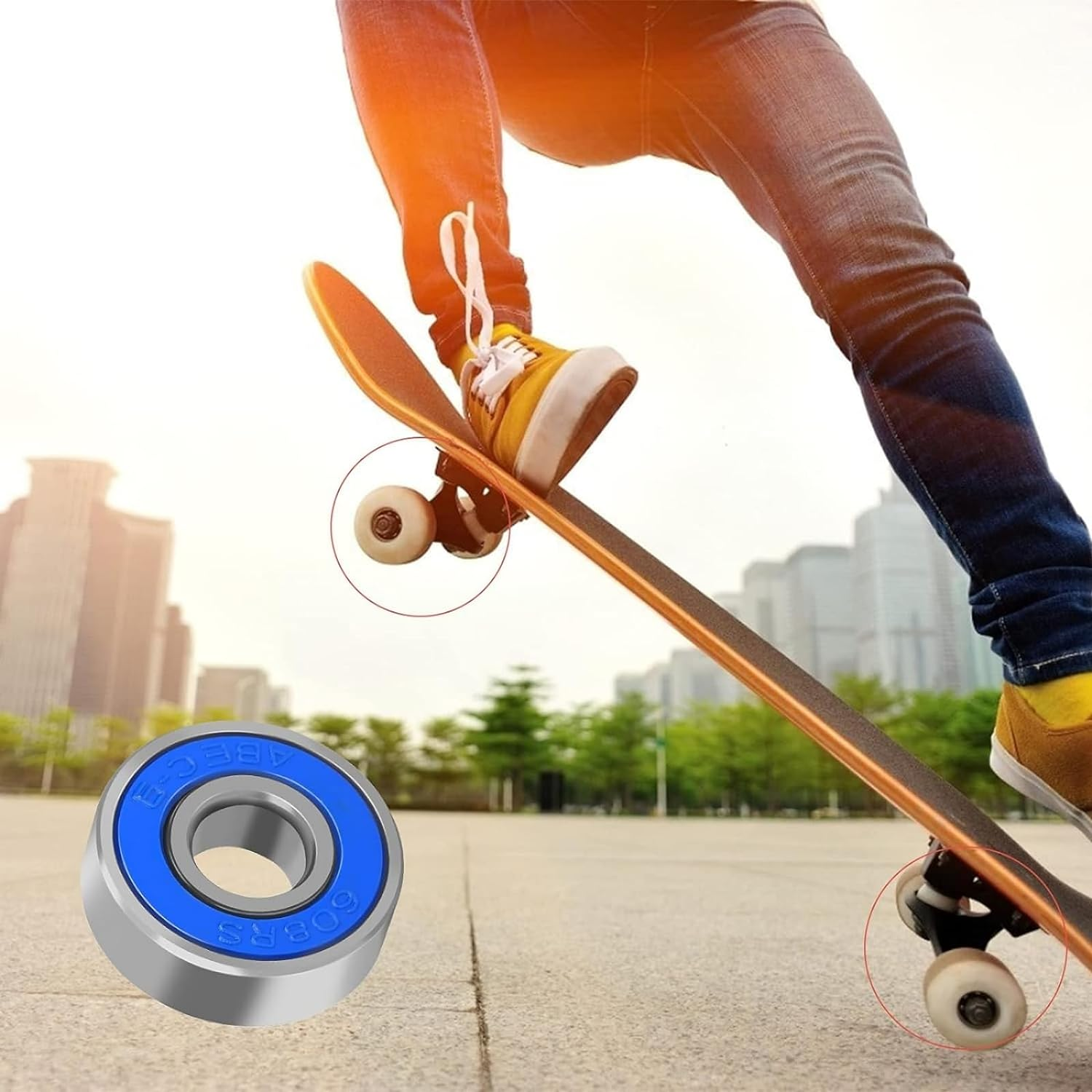 GAIVEK 20 Pcs 608RS Skateboard Bearings,Roller Skate Wheels Scooter ABEC-9 Rubber Sealed Metal Spare Bearing for Four-Wheel Longboard Stunt Scooters Inline Skates (Colorful) image number 1