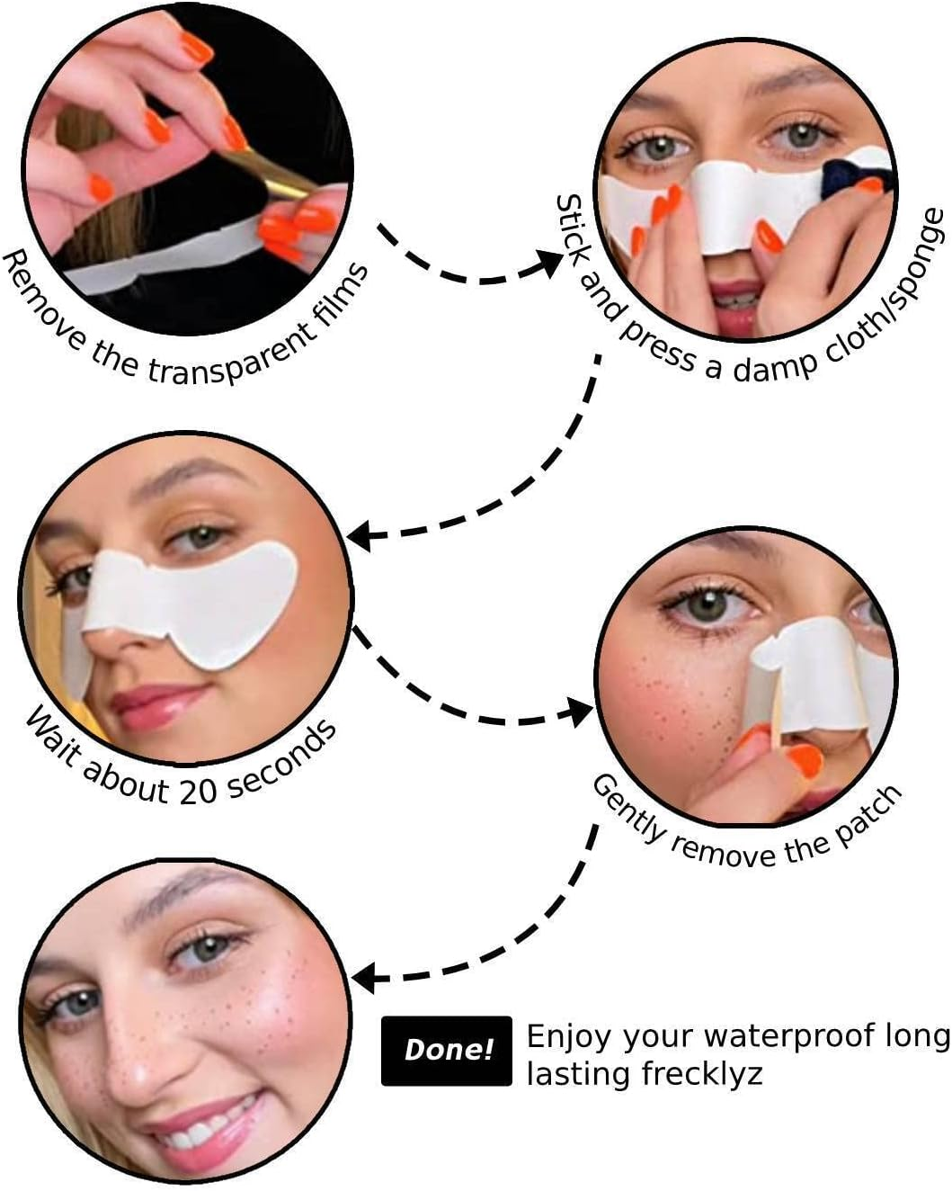 Frecklyz Waterproof Freckles - Pack of 6 Temporary Tattoo Face Stickers - Natural Looking Fake Tattoos Freckle Patch - Waterproof Makeup Accessories for Women image number 4