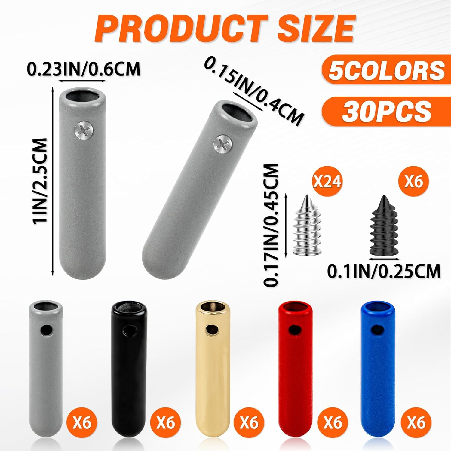 30 Pcs Shoe Lace Ends Tips, 5 Colors Metal Aglets, for DIY Replacement Caps for Shoe Laces Ends, Canvas Hoodies image number 4