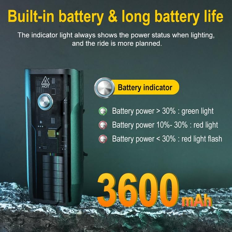 Vortex LD12 Type C USB Aluminum Rechargeable Bike Light Set, 1050 Lumens Super Bright Front and Rear Bicycle LED Road Night Riding Safety High Beam and Low Beam Options Auxiliary Light image number 1