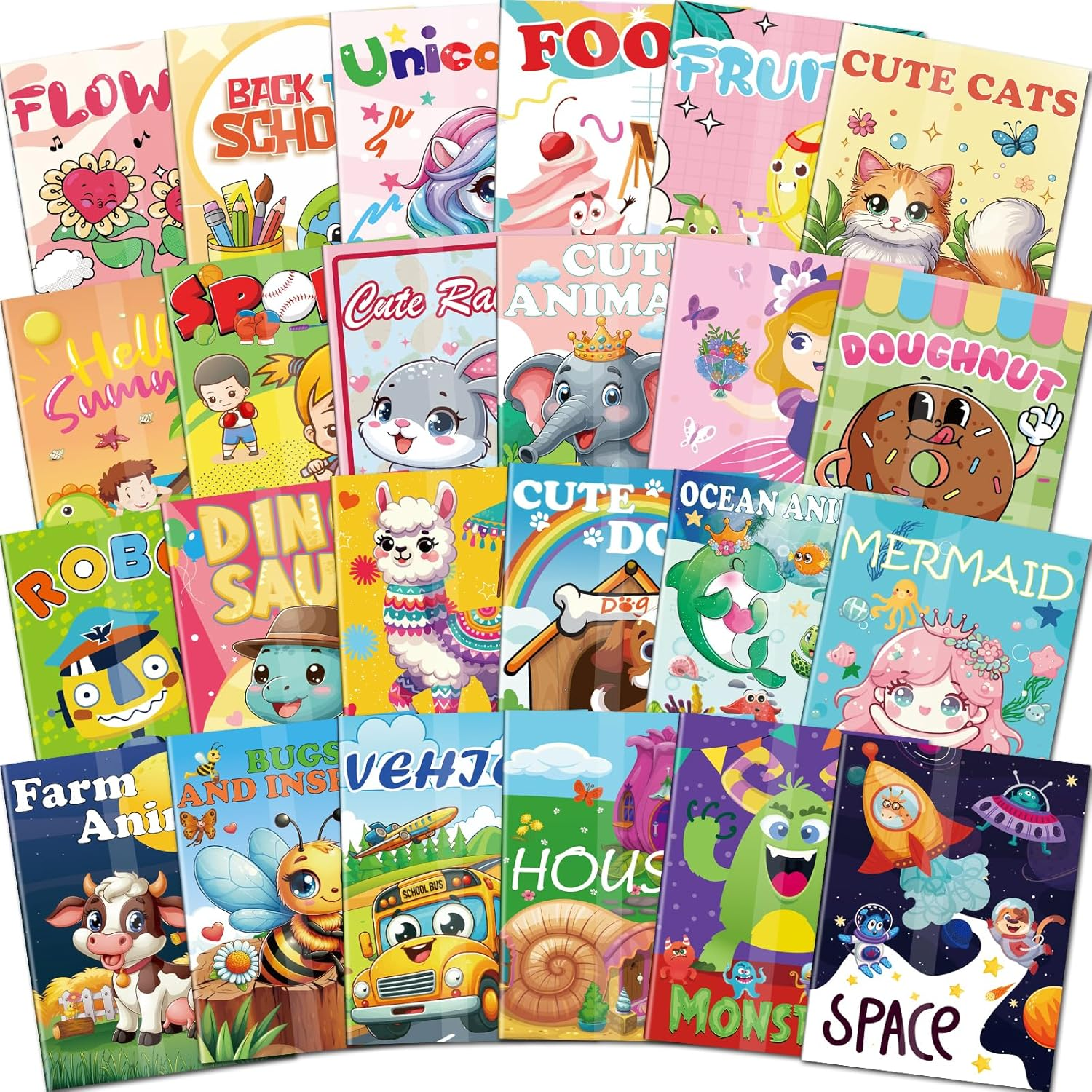 Elfew 24 Pack Colouring Books for Children Ages 2-4,4-8, Bulk Colouring Books, Kids Party Favour Gift,Mini Colouring Book Set for Goodie Bags Stuffer Fillers image number 6