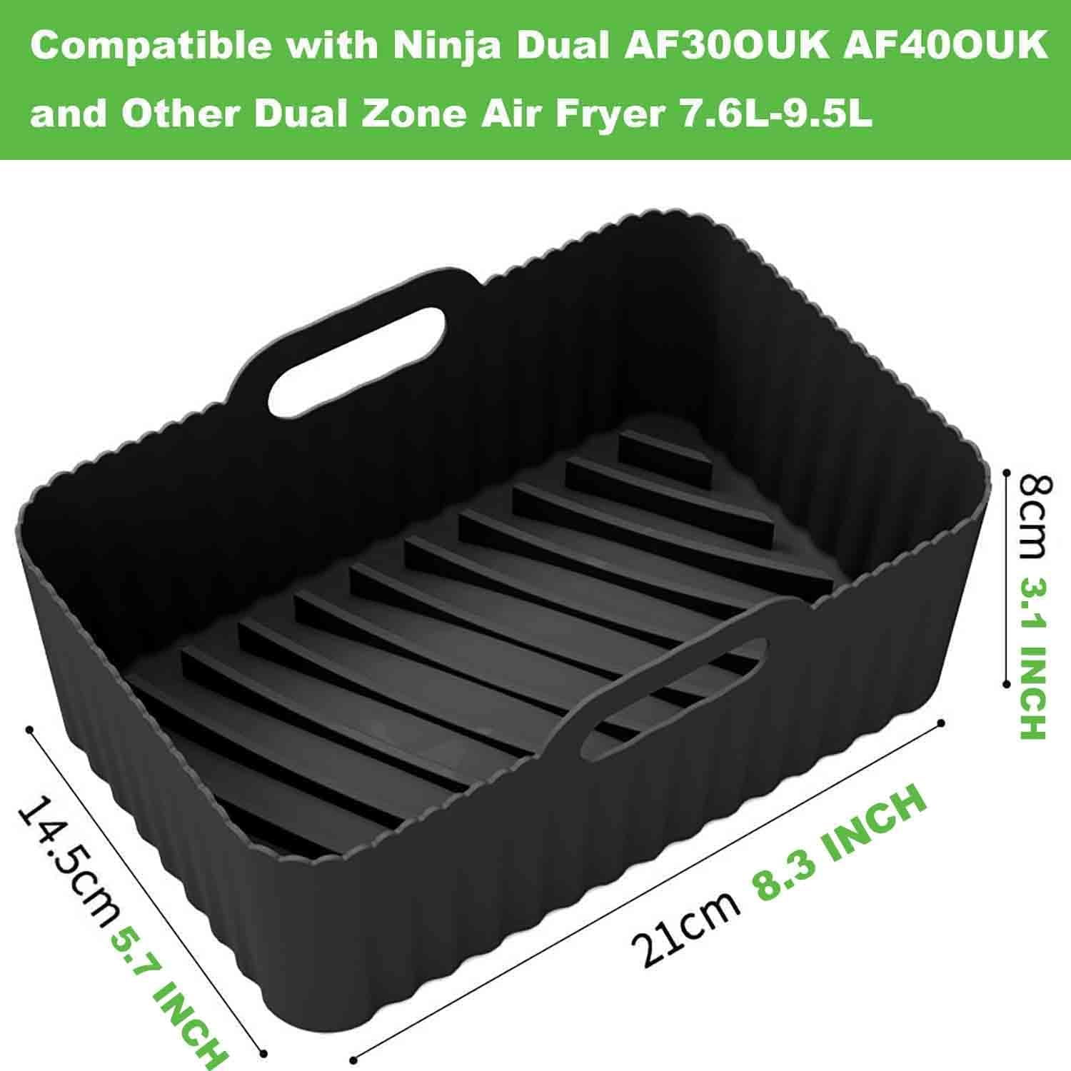 Air Fryer Silicone Liners for Ninja Dual Air Fryer, 2Pcs Non-Stick Air Fryer Basket Accessories for Ninja AF300 AF400UK, Reusable Silicone Air Fryer Liners for Ninja Foodi image number 1