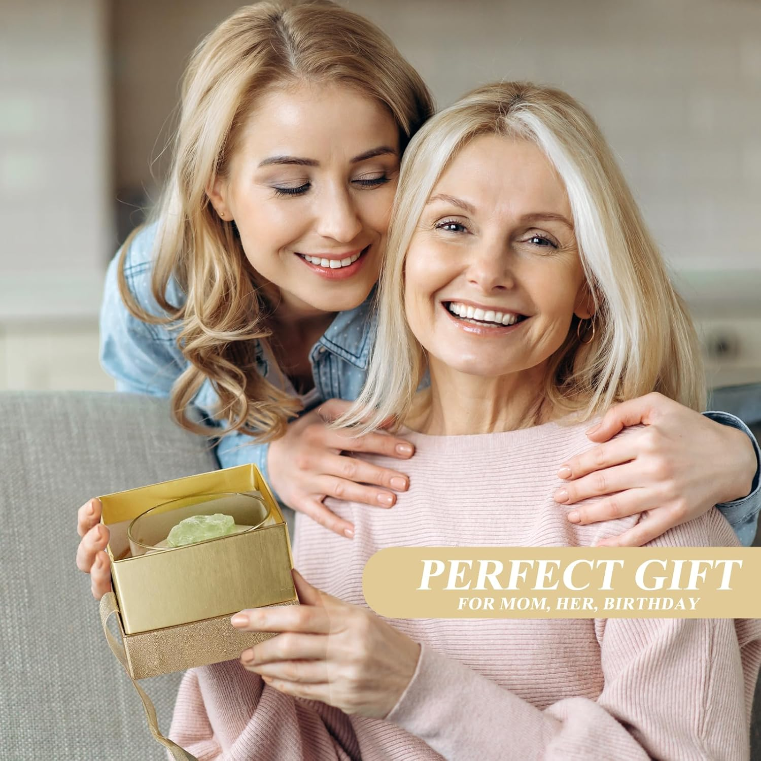 Vanilla Scented Candle with Real Healing Crystals & Wood Wick, 55-Hour Soy Wax Candle for Aromatherapy, Women, Mum, Birthday Gifts, Home Decor image number 6