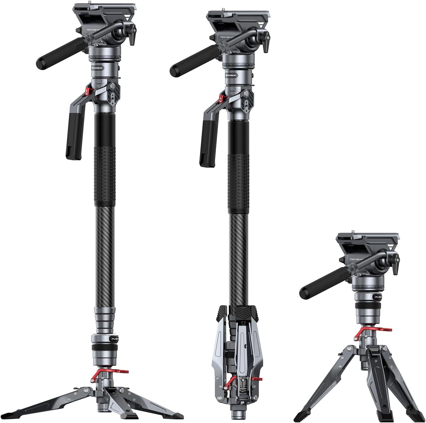 Smallrig 175Cm / 68.9" Carbon Fiber Video Monopod for Camera, Compact Camera Monopod with One-Button Lift & Lock, Max. 5Kg Playload Fluid Head Fits for DJI RS and for MFT 501L - 5565 image number 4