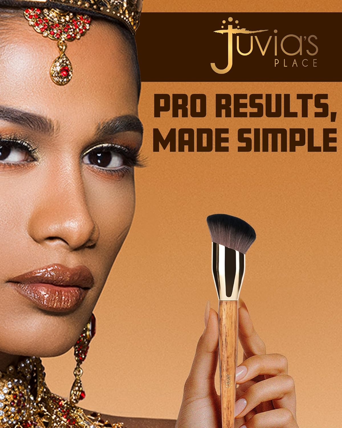 Juvia'S Place BRONZED J302 Cream Foundation Brush - Dense Soft Bristles for Smooth Blending, Airbrushed Finish - Ergonomic Handle for Precision Contour - Foundation, Cream, Liquid & Mousse Formulas