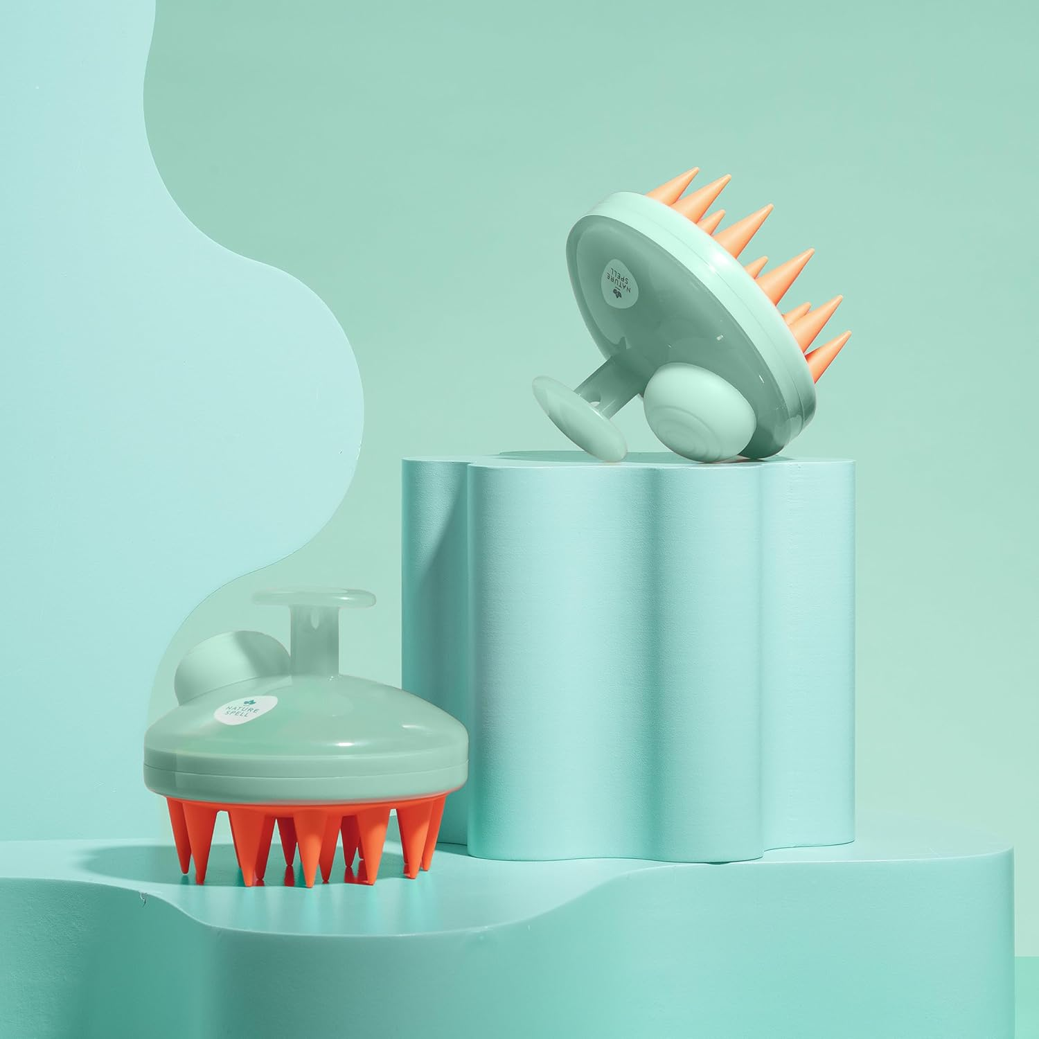 Nature Spell Shampoo Dispensing Scalp Massager | Shampoo Brush, Scalp Scrubber with Soft Silicone Bristles | Scalp Massager Hair Growth | Wet Hair Brush for Scalp Care | Shampoo Brush image number 1