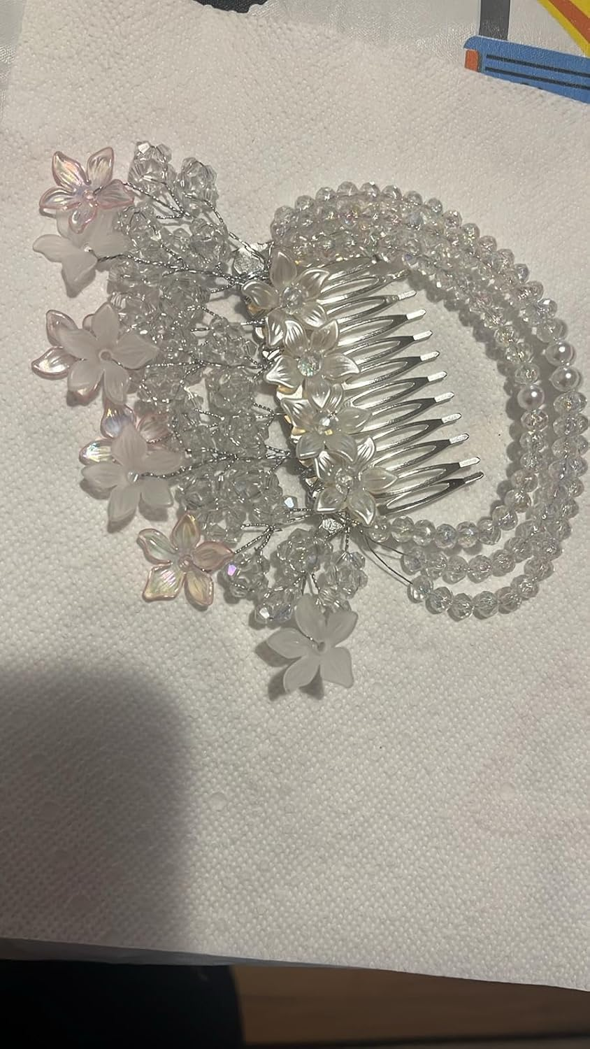 NTY Collections Crystal Wedding Hair Comb, Decorative Bridal Hair Clip Pins Accessories for Women, Party Prom Bridesmaid - Silver Pack of 1 image number 2