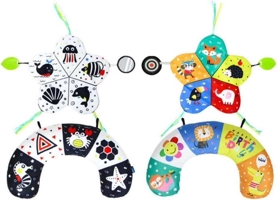 Poemtian Poemtian Baby Toys Infant Prone Pillow,Black and White High Contrast Baby Toys,Plaything Tummy Time Toys Cotton Pillow Infant Cotton Pillow for Infant Newborn Toddler image number 1