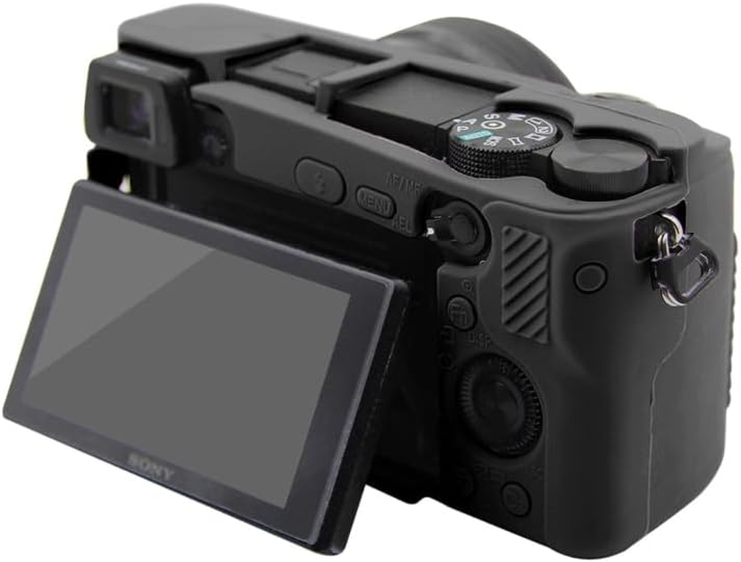 For Sony Alpha ILCE-6300 / A6400 Camera Case,Silicone Rubber Camera Housing Protective Cover Case for Sony Alpha ILCE-6300 / A6400,Black - Black image number 5