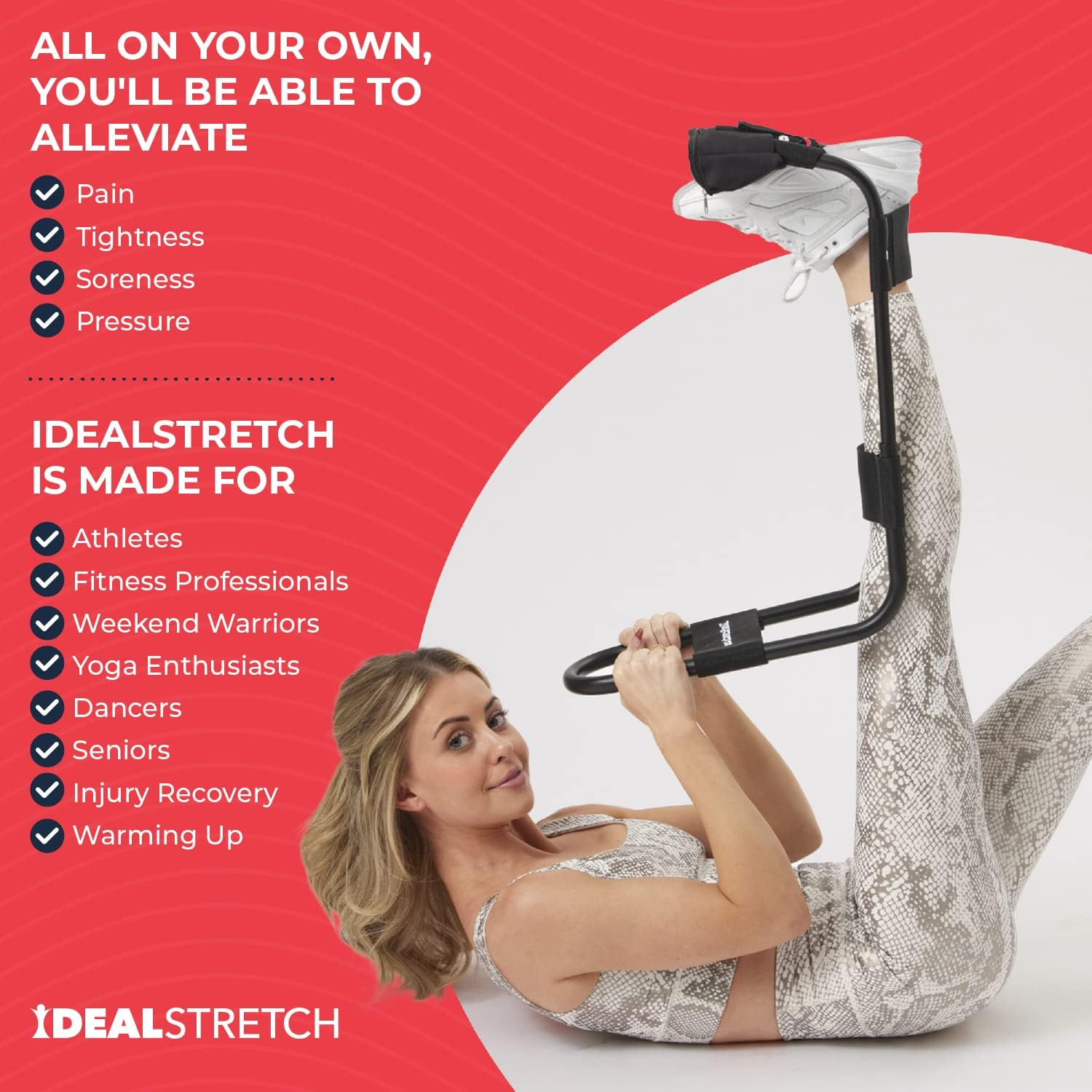 Idealstretch Original Hamstring Stretcher Device - Hamstring & Calf Stretcher Reduces Pain & Provides Deep Knee Stretch