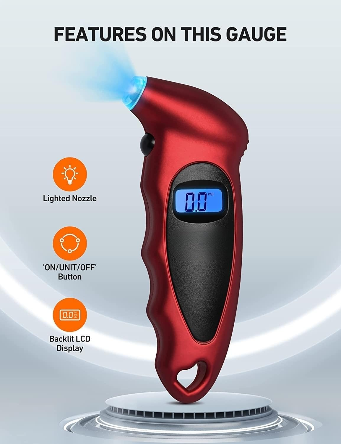 Digital Tyre Pressure Gauge 150 PSI 4 Settings for Car Truck Bicycle with Backlit LCD and Non-Slip Grip, Tire Pressure Gauge for Easy and Accurate Reading image number 5