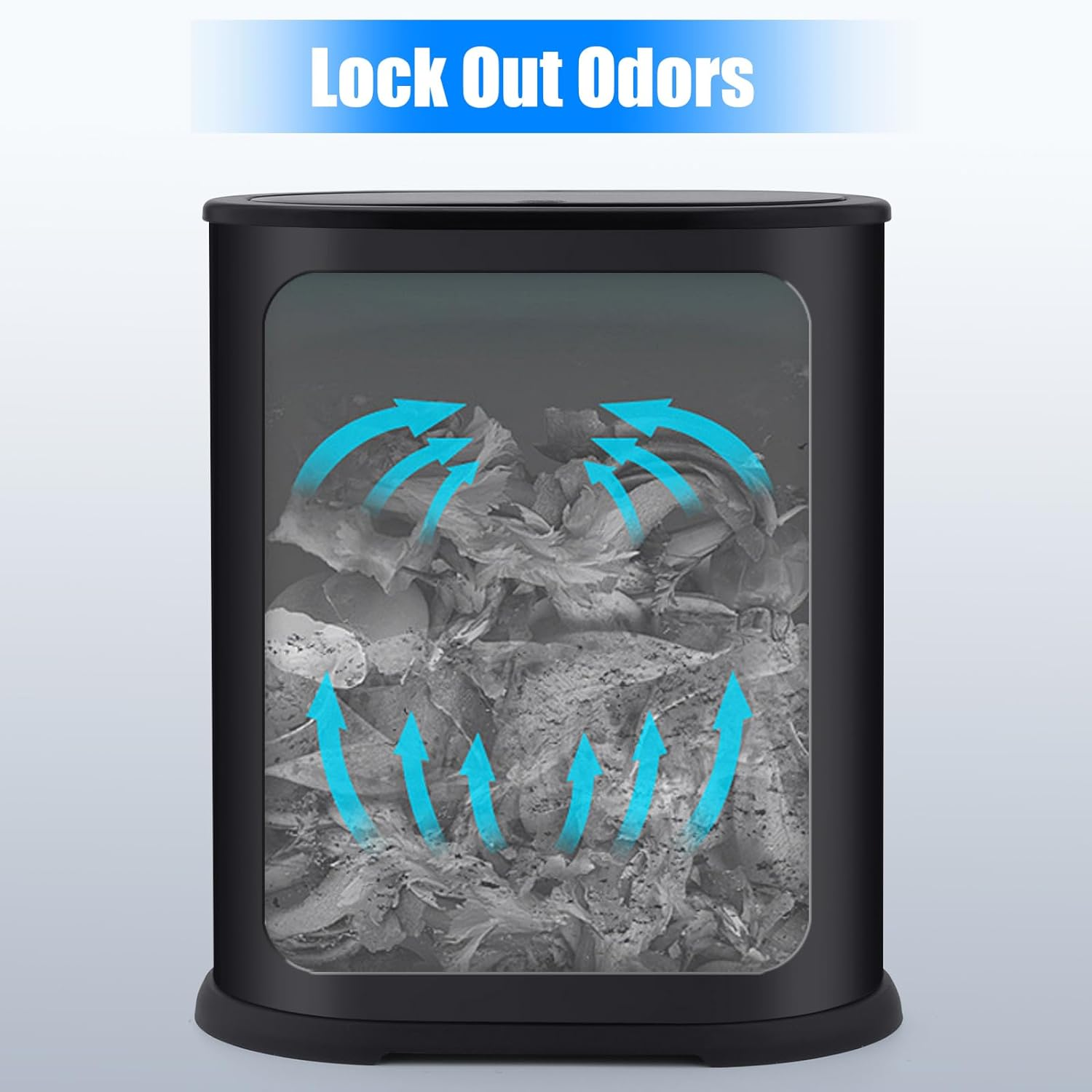 Anzoymx Stainless Steel Bathroom Trash Cans 1.8 Gallons Small Garbage Can with Pop up Lid, Metal Narrow Wastebasket, Slim Waterproof Litter Trash Bins Set for Bedroom, Toilet, Office (Black) image number 3