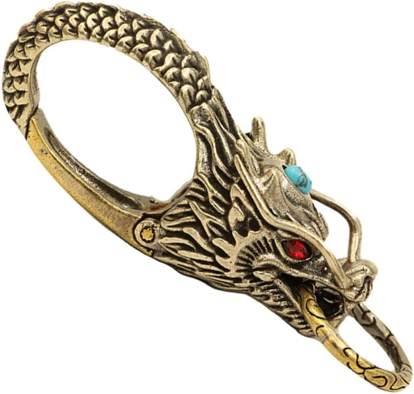 BCOATH Retro Brass Dragon Head Key Buckle Waist Key Clasp for Men Vintage Style Personalised Accessory image number 1