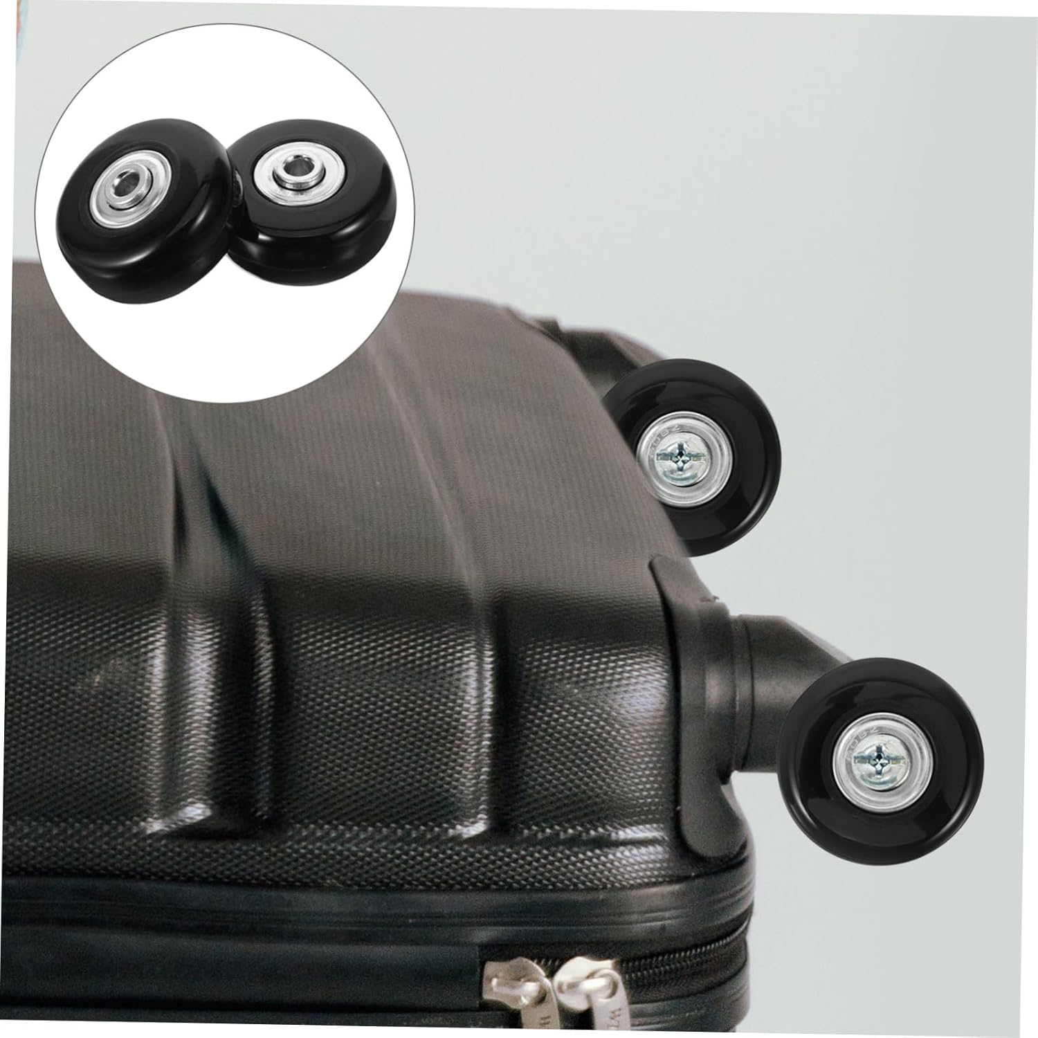 FELTECHELECTR 2Pcs Black 45X18Mm Universal Suitcase Replacement Wheels Kit with Swivel Bearings for Travel Luggage and Suitcase Wheel Repair Accessories image number 2