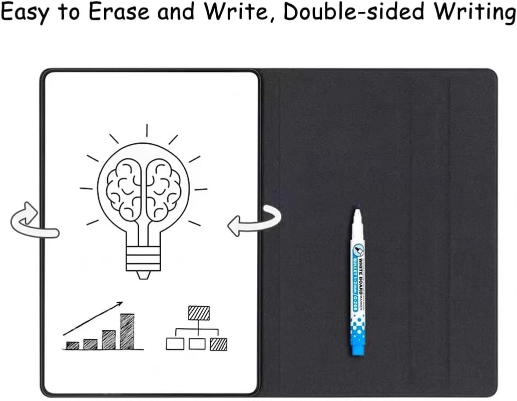 Aionue Desktop Dry Erase Small Whiteboard Portable A4 Blue Leather Whiteboard Desk White Board Mini Dry Erase Whiteboard Drawing Notice Boards for Home/Classroom/Office image number 6