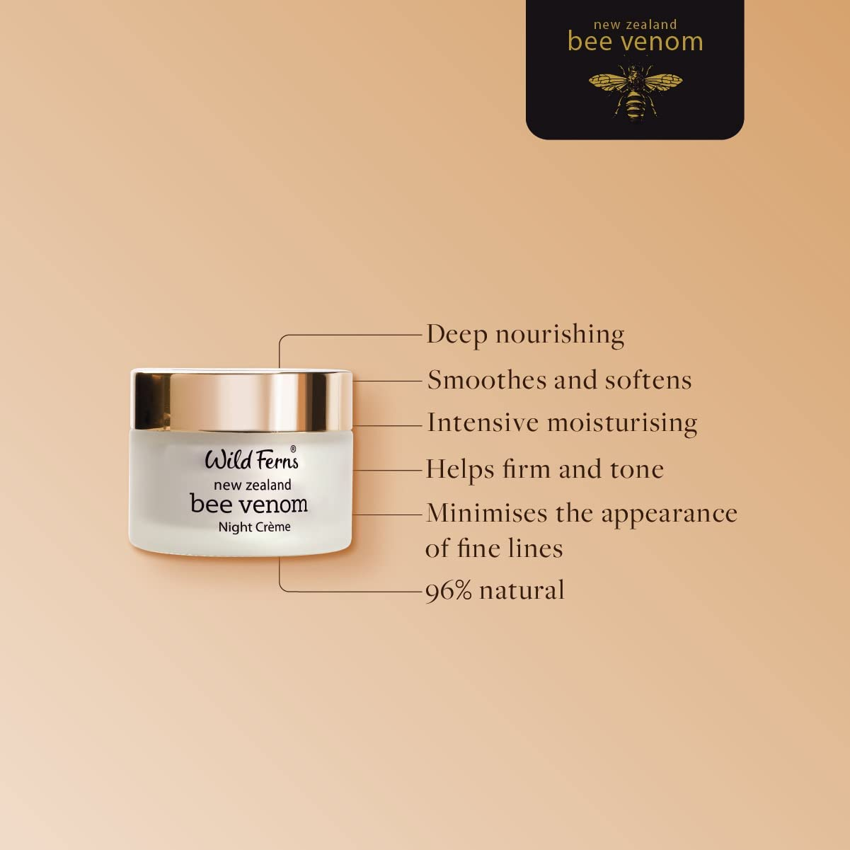 Wild Ferns Bee Venom Night Cr&egrave;me with Manuka Honey | Intense Rejuvenation, 47G image number 4
