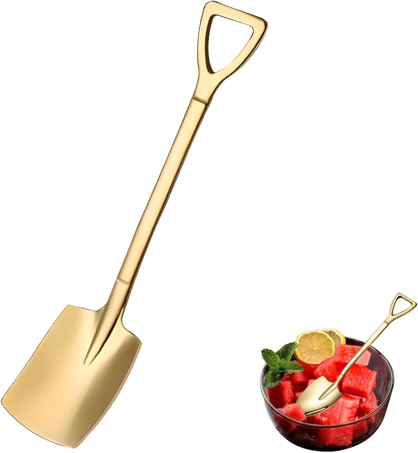 Shovel Shape Stainless Steel Spoons Watermelon Mini Square Shovel Sharp Shovel Fruit Watermelon Cutter Slicer Tool Kitchen Gadgets, Ice Cream Fruit Spoon for Home, Kitchen or Restaurant (Square-1) image number 5
