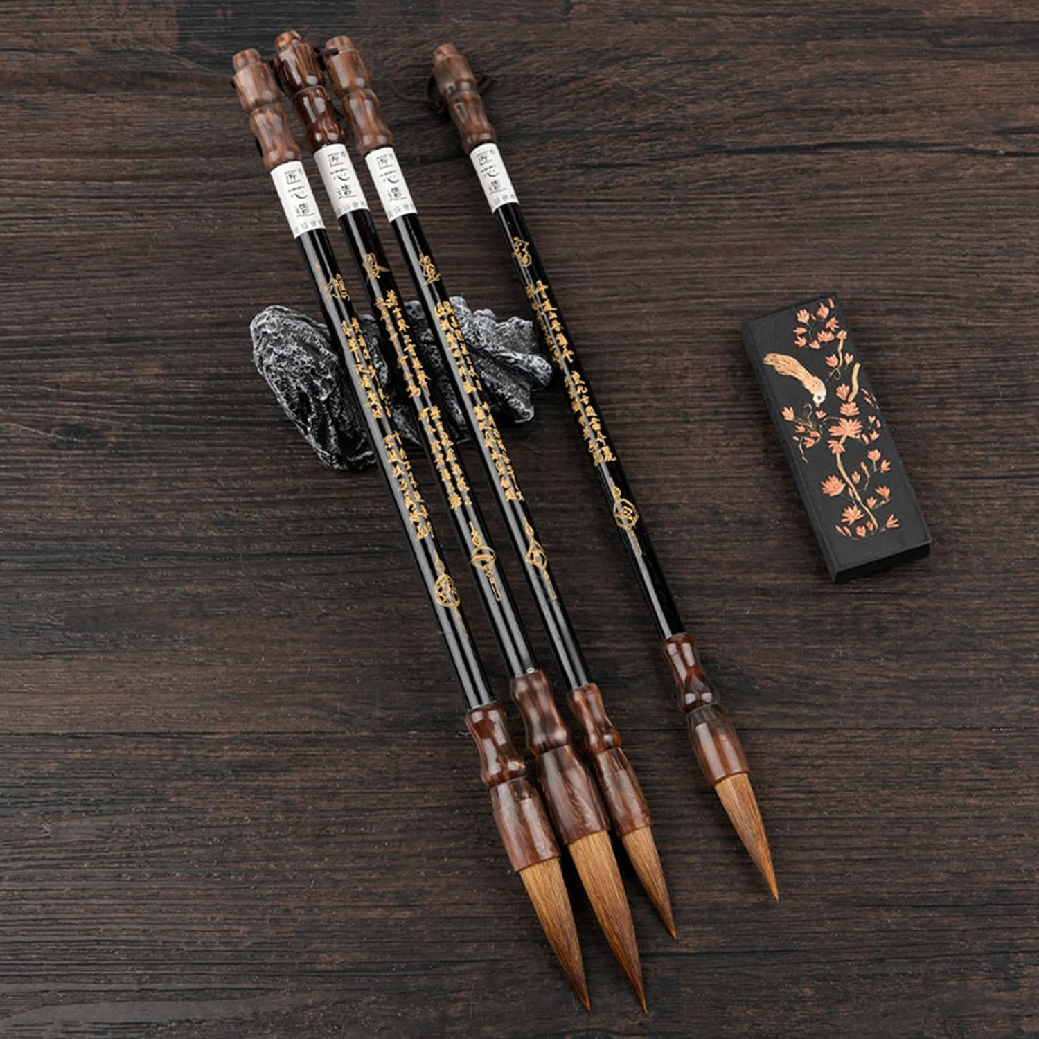 4 Pcs Traditional Chinese Calligraphy Brush Gift Set, Professional 4 Size Writing Drawing Chinese Ink Brush, Art Sumi Brushes for Ink Painting, Running Script, Regular Script, Cursive (4) image number 2