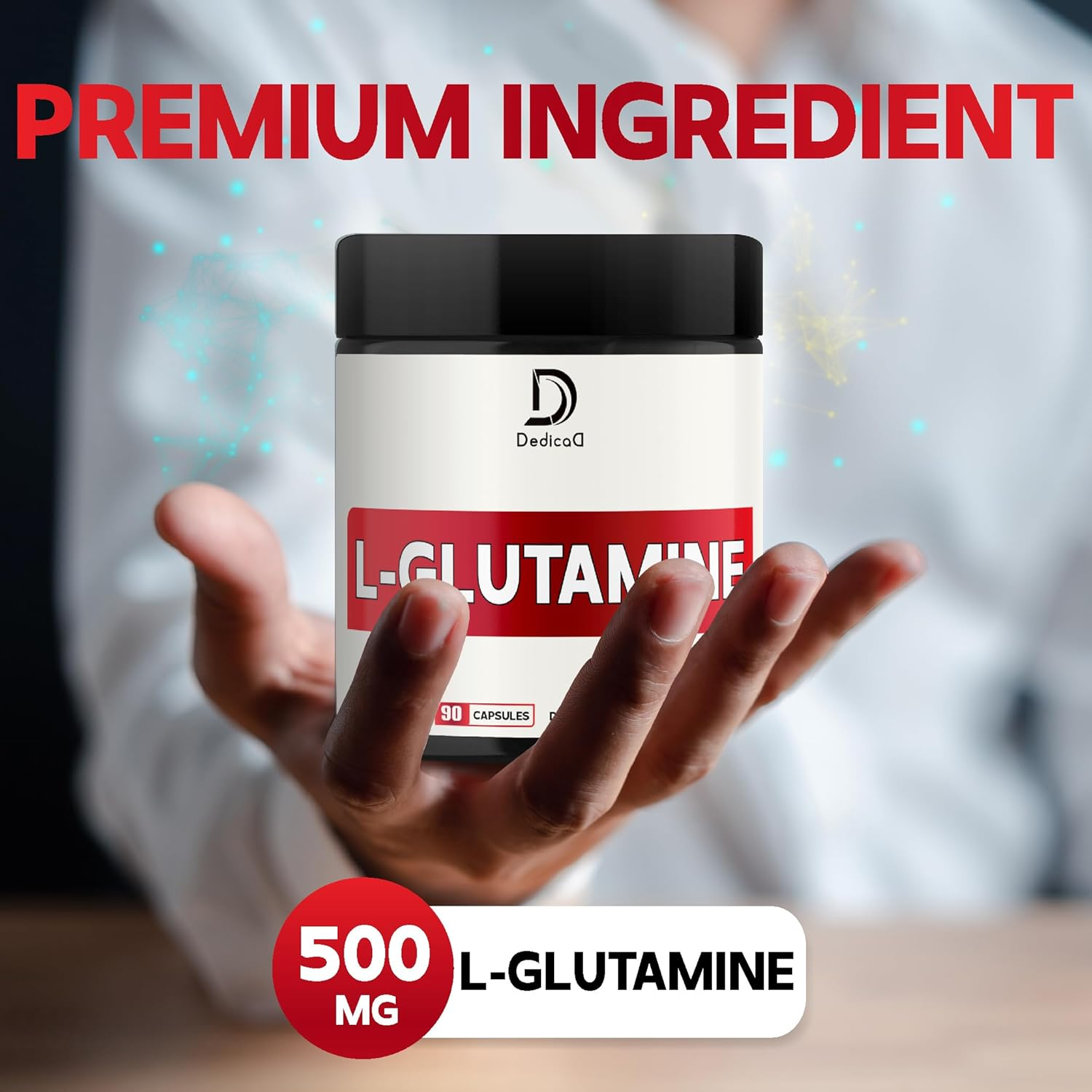 500Mg L-Glutamine Capsules - Optimize Concentrated 90 Capsules for 3 Months image number 6