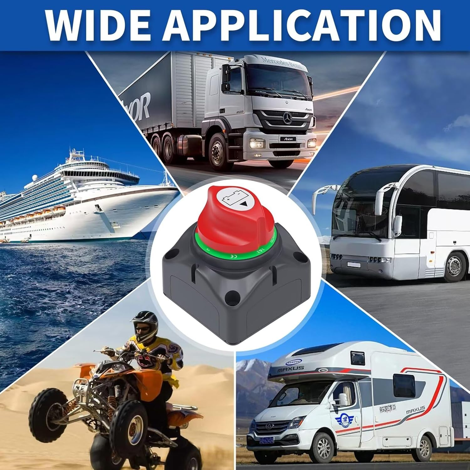 1-2-Both-Off Battery Disconnect Switch Power Cut off Kill Switch Waterproof for Marine Boat Car RV ATV Vehicle Battery Master Cut Shut off Isolator Switch (1-2-Both-Off) image number 5