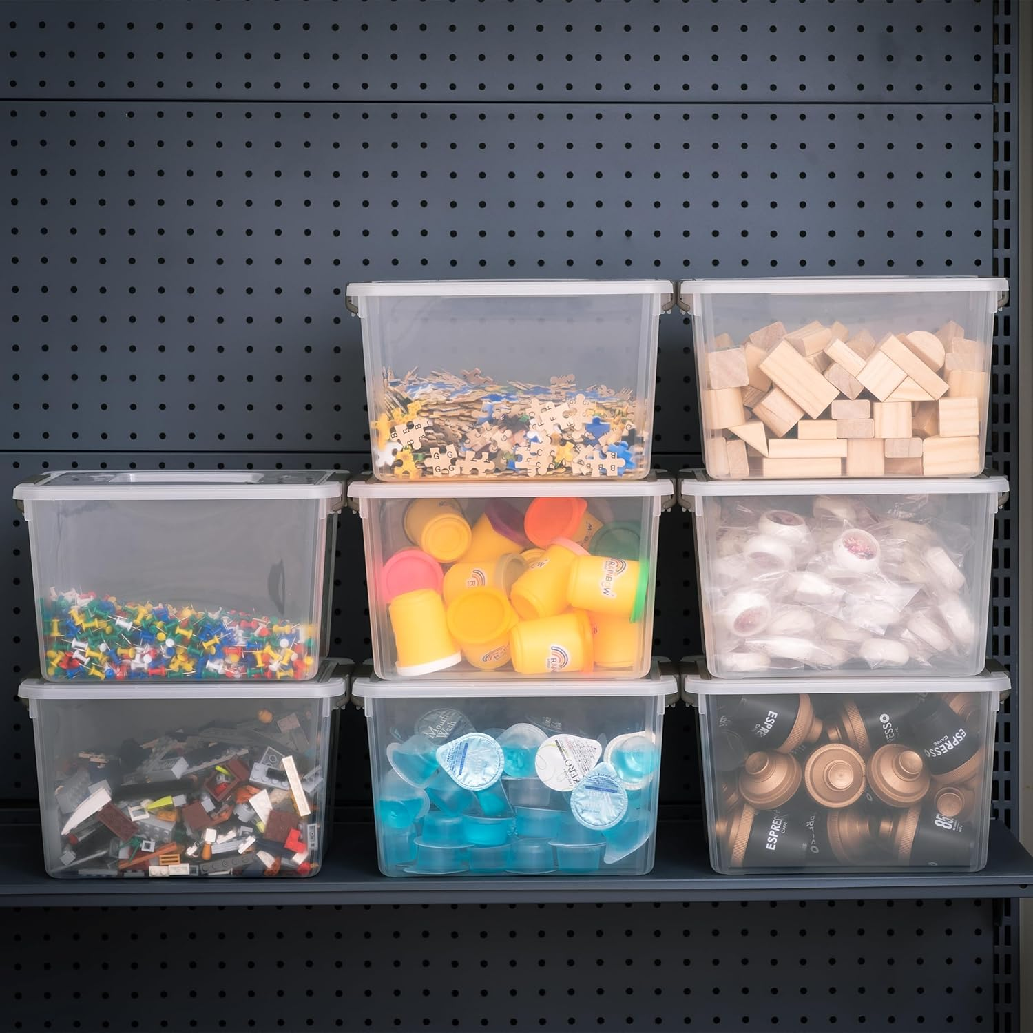 Citylife 8 Packs 5.3QT. Plastic Storage Bins with Latching Lids Clear Storage Box with Handle Stackable Stoage Containers for Organizing Toys, Crafts, Legos, Tools image number 3