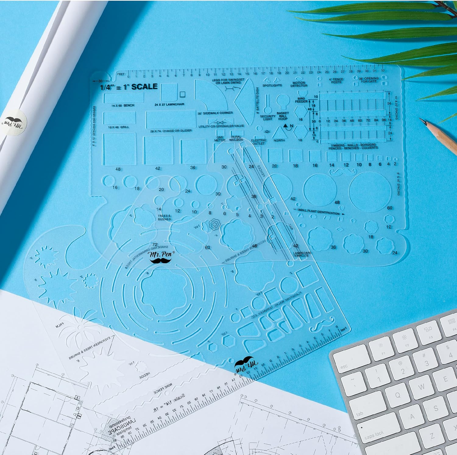 Mr. Pen- Landscape Templates, Architectural Templates, Drafting Tools, Landscaping Tools, Landscape Design Template, Drawing Template, Template Architecture, Drafting Ruler Shapes, Drawing Stencils image number 2