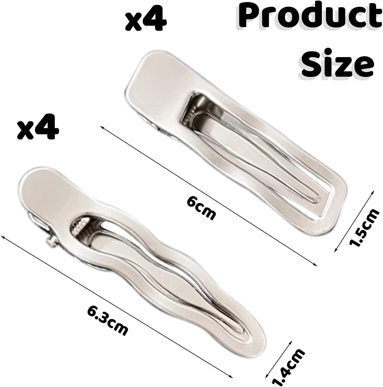 8 Pieces Wavy Hair Pins, Simple Metal Hair Pins, Hair Accessories for Punk Style, Women'S Hair Accessories image number 3