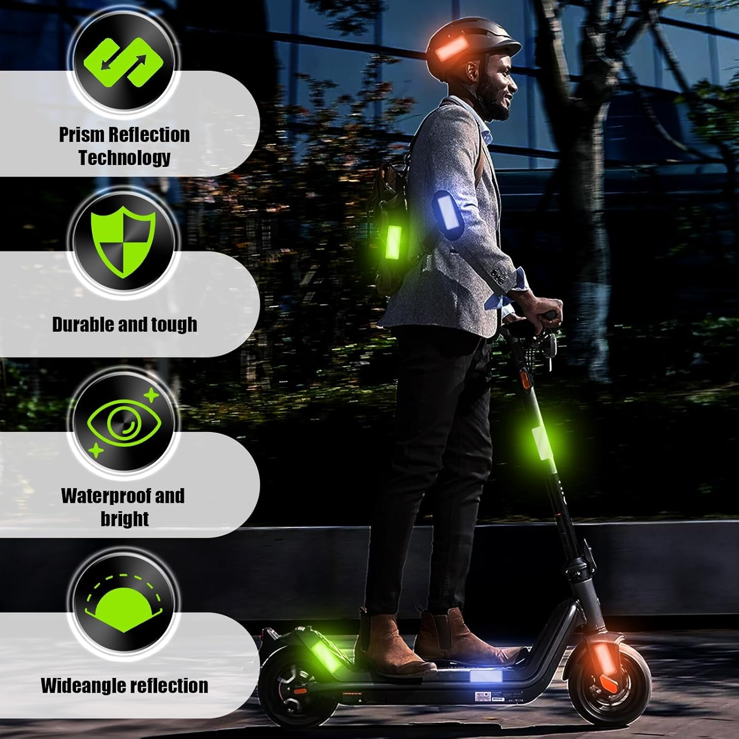 Reflective Stickers, 60 Pcs Night Warning Stickers, Outdoor Reflective Stickers for Vehicles, Cars, Motorcycles, Bicycles (6 Colors) image number 6