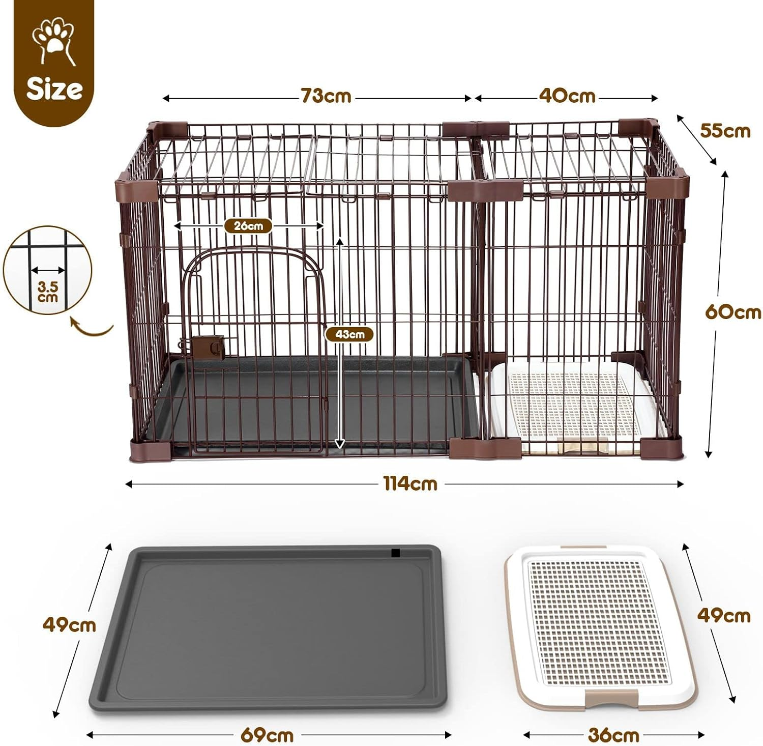 Petscene Cat Cage Dog Crate Pet Wired House Kennel Enclosure with Toilet Tray L Size image number 5