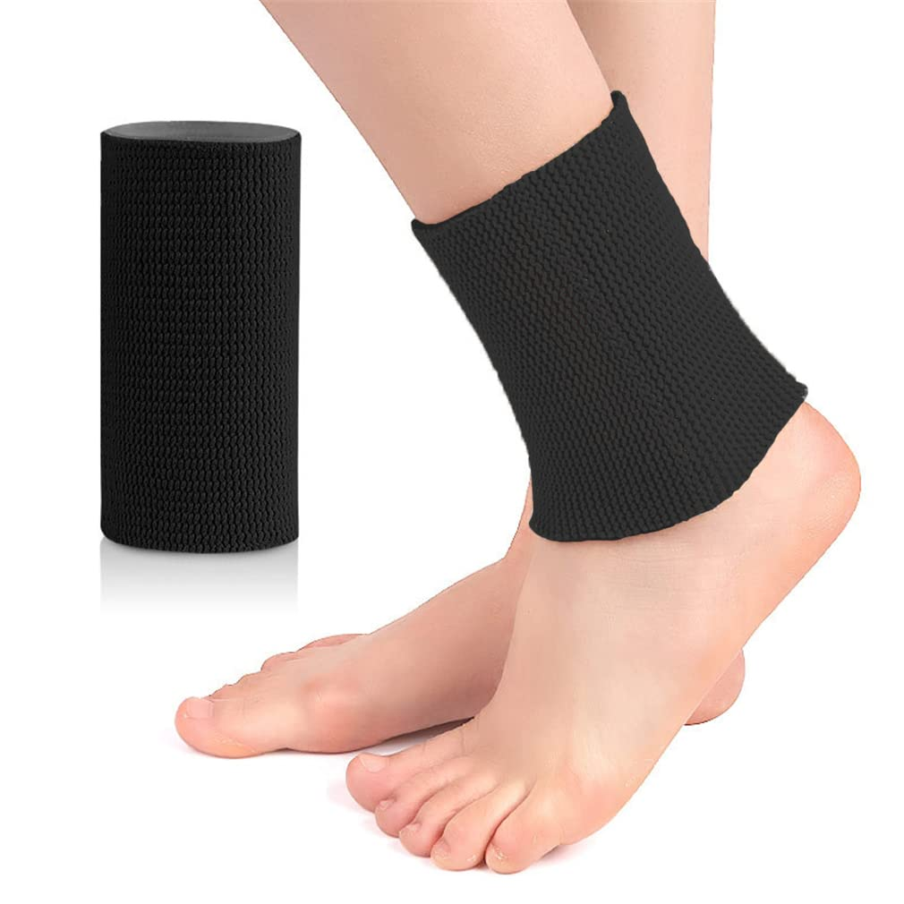 Gel Tubing Ankle Sleeve, 1 Pcs Compression Sleeve Ankle Protector Brace for Figure Skating, Roller, Riding, Free Cutting Foot Support Socks (5 X 3.2 Inch) (Skin)