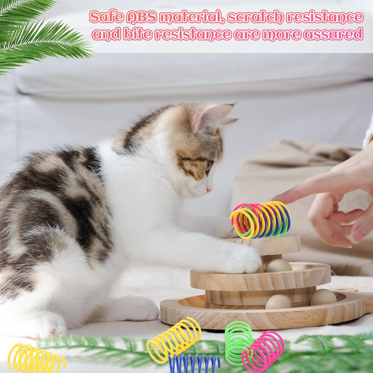 Shengxi Pack of 16 Colourful Cat Spring Toy, Plastic Spiral Springs, Plastic Spiral Springs for Cat at Home, Interactive Spiral Cat Toy for Beating, Biting and Hunting image number 3