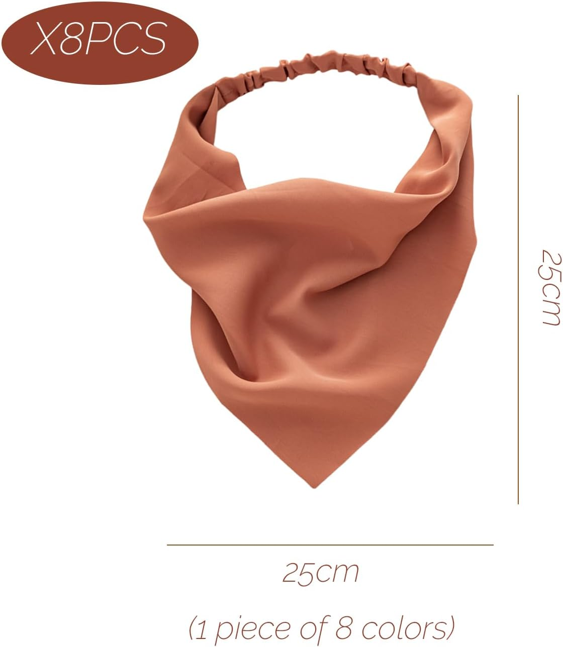 8 Plain Triangular Hair Bands, Stretch Headscarves, Bohemian Chiffon Hair Accessories, Women and Girls Hair Bands, Suitable for Yoga, Parties and Daily Styling. image number 1