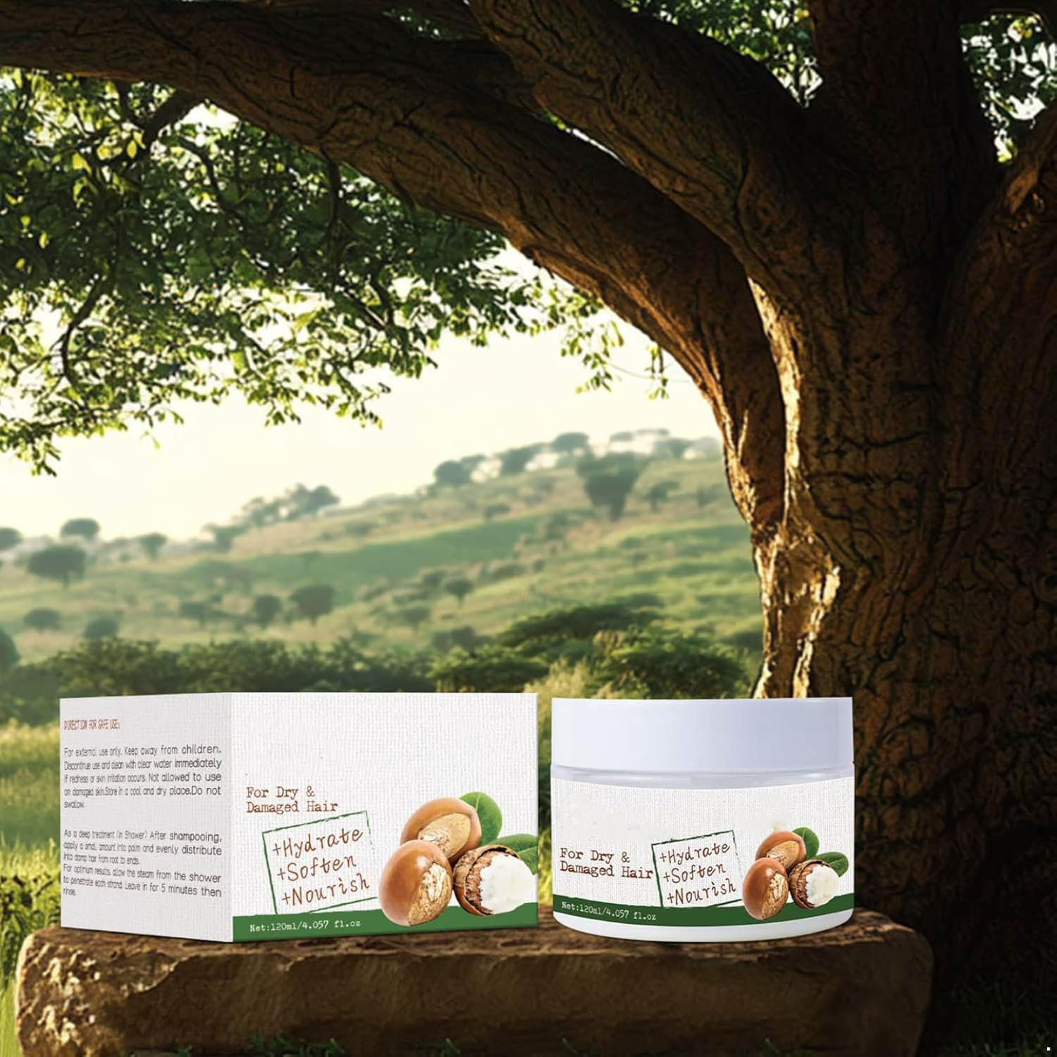 Pure Shea Butter Deep Conditioning Hair Mask 120Ml Hydrate Nourish Dry Frizzy Damaged Hair Smooth Silky Manageable Styling Care White One Size image number 5