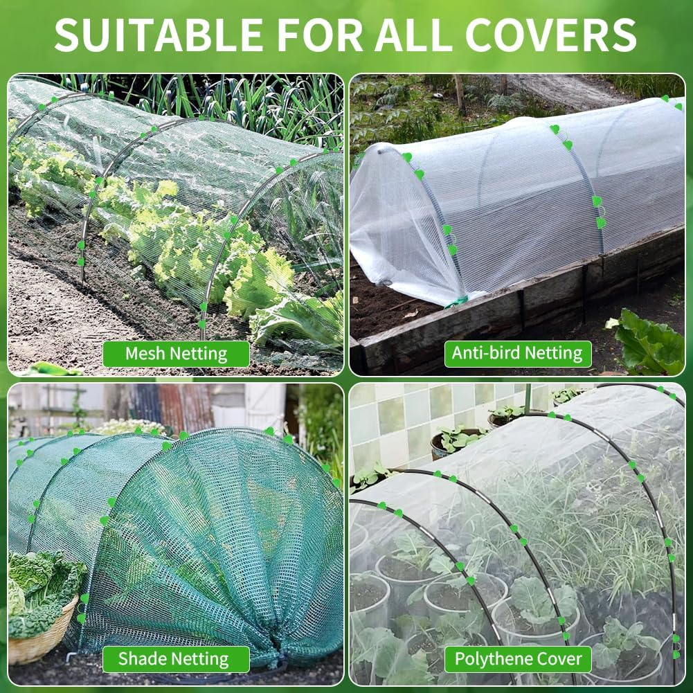 Plant Tunnel Arches, 30 Pieces Tunnel Arches Raised Bed with 3 X 10 M Plant Protection Net, DIY Greenhouse Tyres Cold Frame Tunnel for Garden Line Cover Plants Fruit Vegetables image number 2
