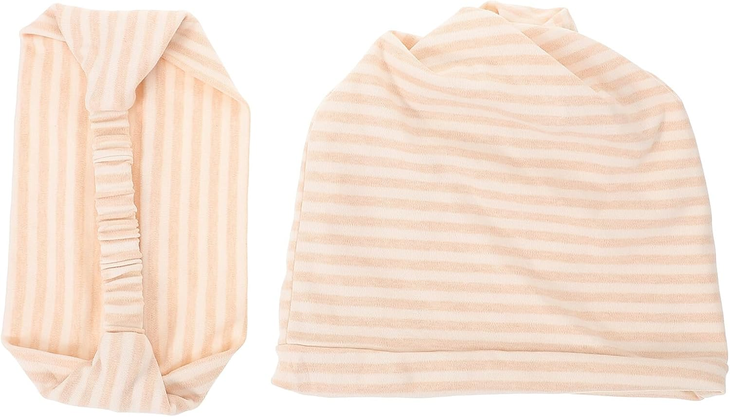 2 Pcs Windproof Maternity Confinement Hat and Scarf Comfortable Soft Covers for Postpartum Mothers Warm Flexible Striped Dome Caps for Night Sleep image number 1