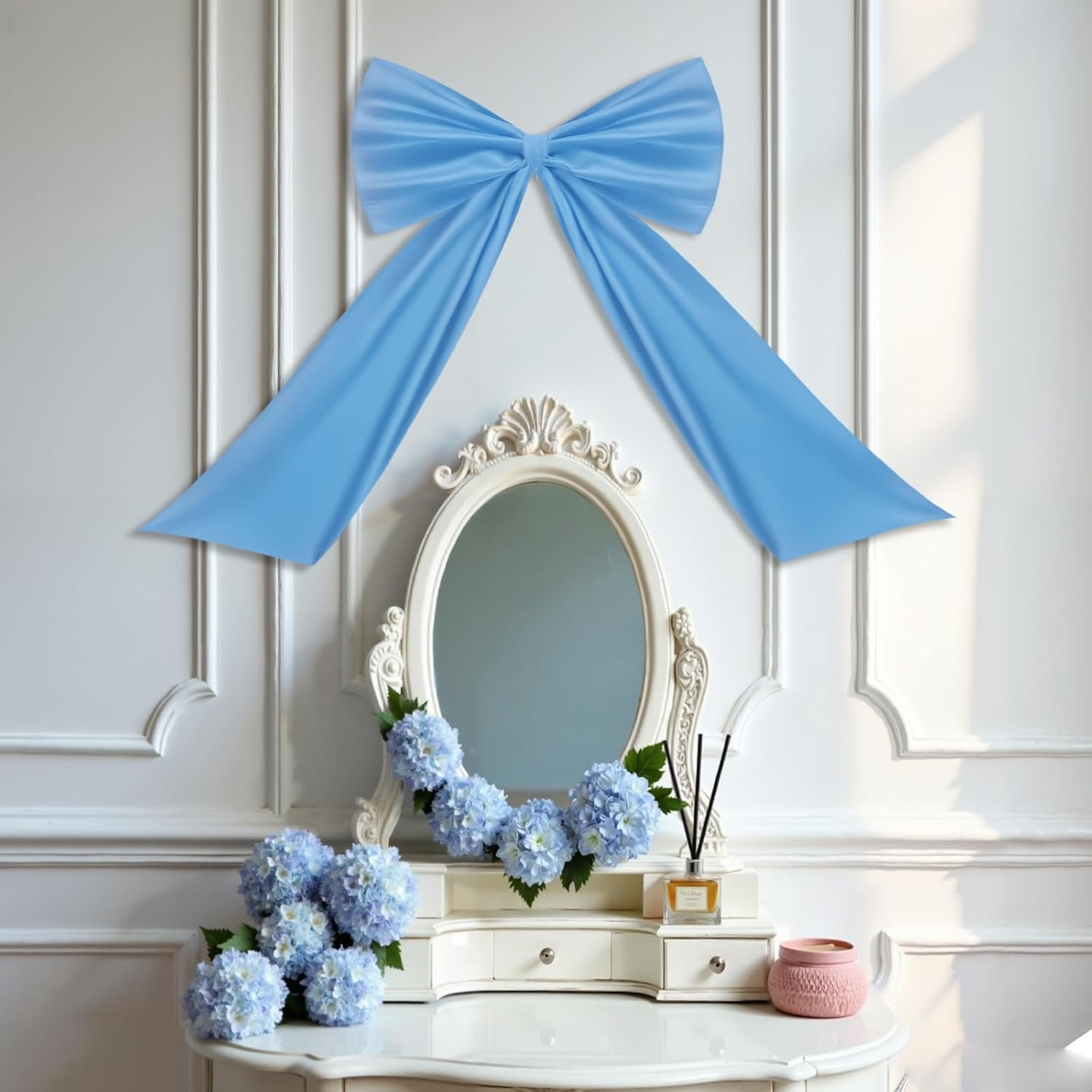 Ouqiesli Pink Bow Birthday Party Decorations Bridal Shower Room Wall Black Decor Large Christmas Wall Decor (Blue) - Blue image number 2