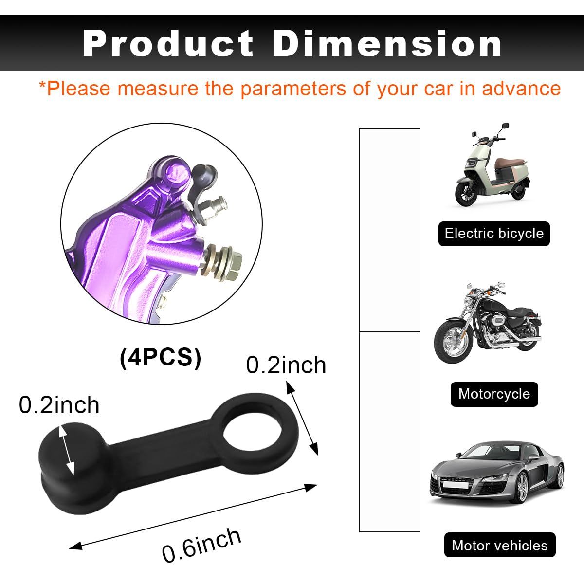 Gasedin 4 PCS Brake Bleed Nipple Cap, 8Mm Brake Bleeder Screws Dust Cover Rubber Bleed Nipple Cap, Automotive Brake Bleed Cap Caliper Zerk Fitting Cover with Keeper for Motorcycles image number 5
