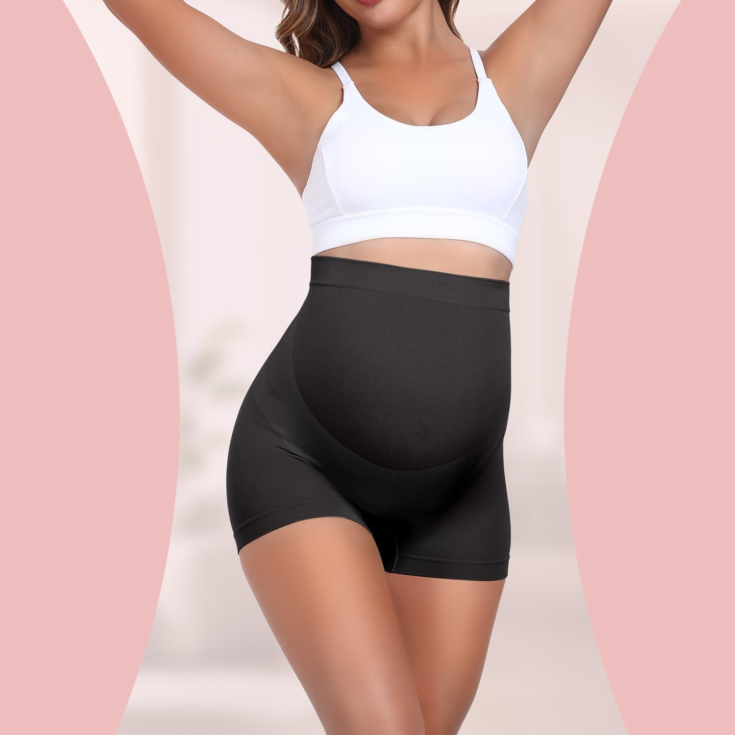 5 Pack Maternity Shapewear Seamless Underwear over Bump Pregnancy Shorts High Waist Panties under Dress Belly Support