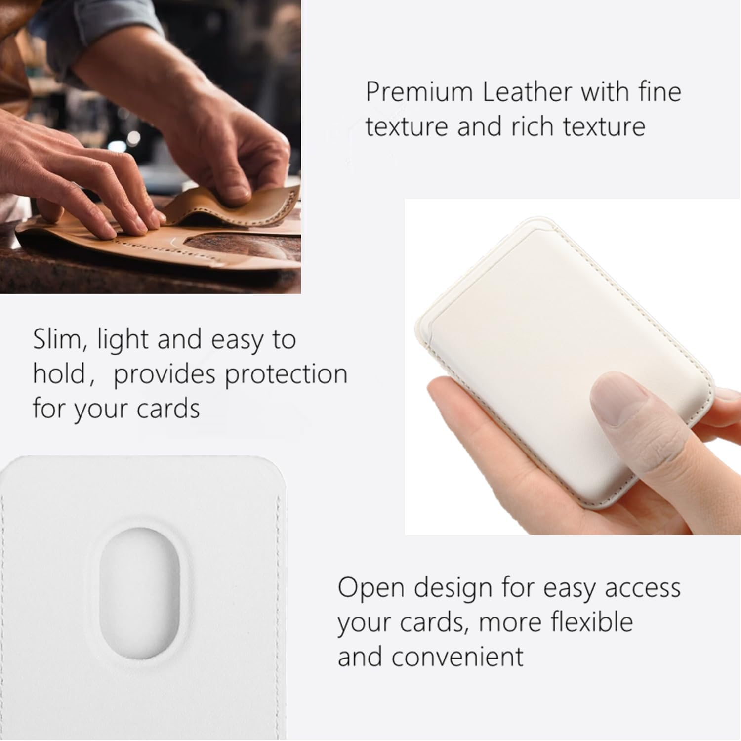 Magnetic Phone Wallet Compatible with Apple Magsafe, Minimalist Leather Wallet, Rfid-Blocking Card Holder for Iphone 16 Pro Max/16 Plus/16, for Iphone 15 Pro Max/15 Plus/15 Pro/14/13/12【White】