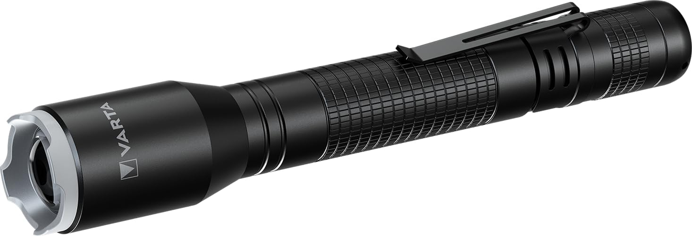 VARTA Aluminium F20 Pro LED Flashlight (Incl. 2X Longlife Power AA Batteries for Everyday-Use, 150 Lumens, Shock Proof, 3 Years Guarantee) Black for Household, Camping, Outdoor image number 3