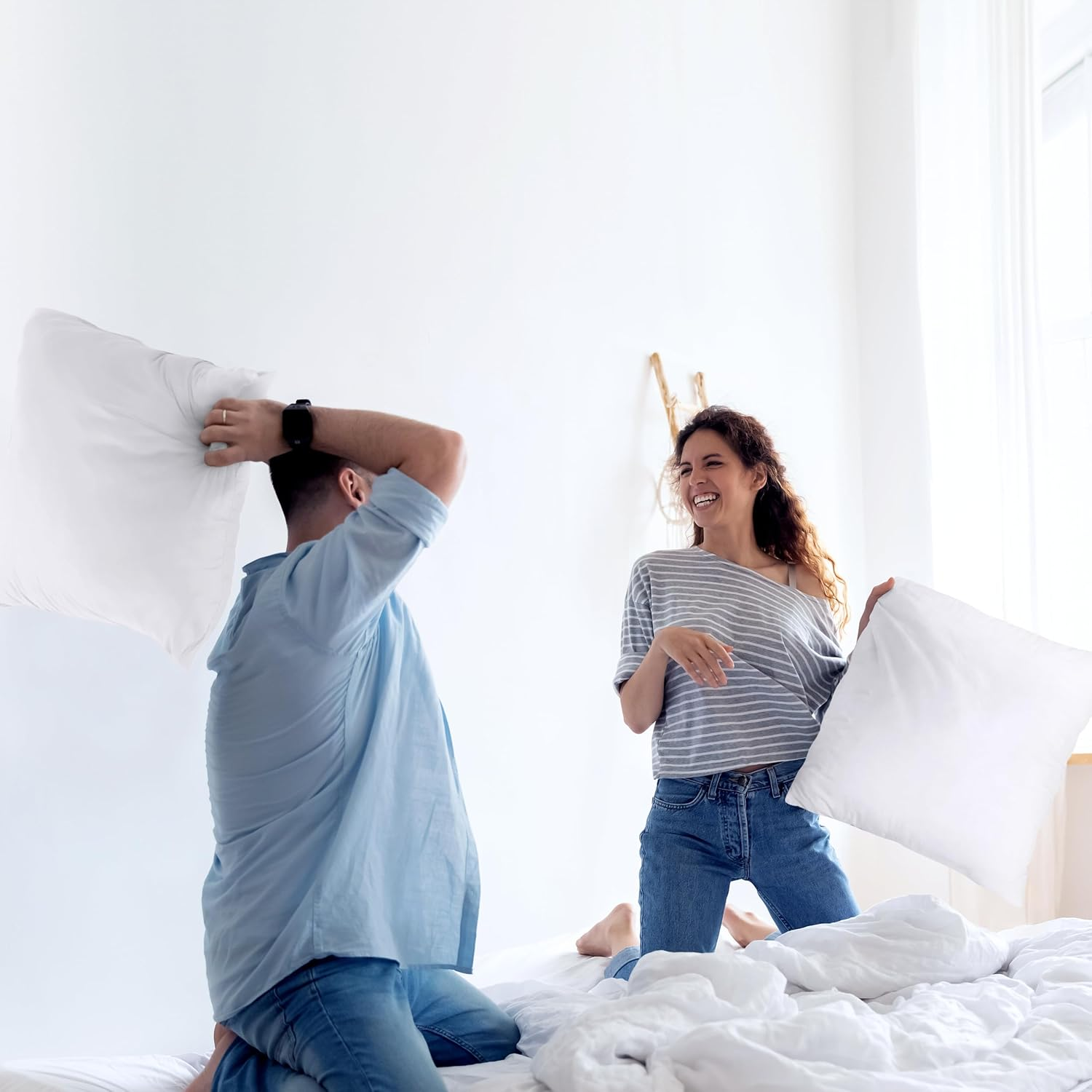 Utopia Bedding Throw Pillows Insert (Pack of 2, White) - 60 X 60 Cm Bed and Couch Pillows - Indoor Decorative Pillows image number 2