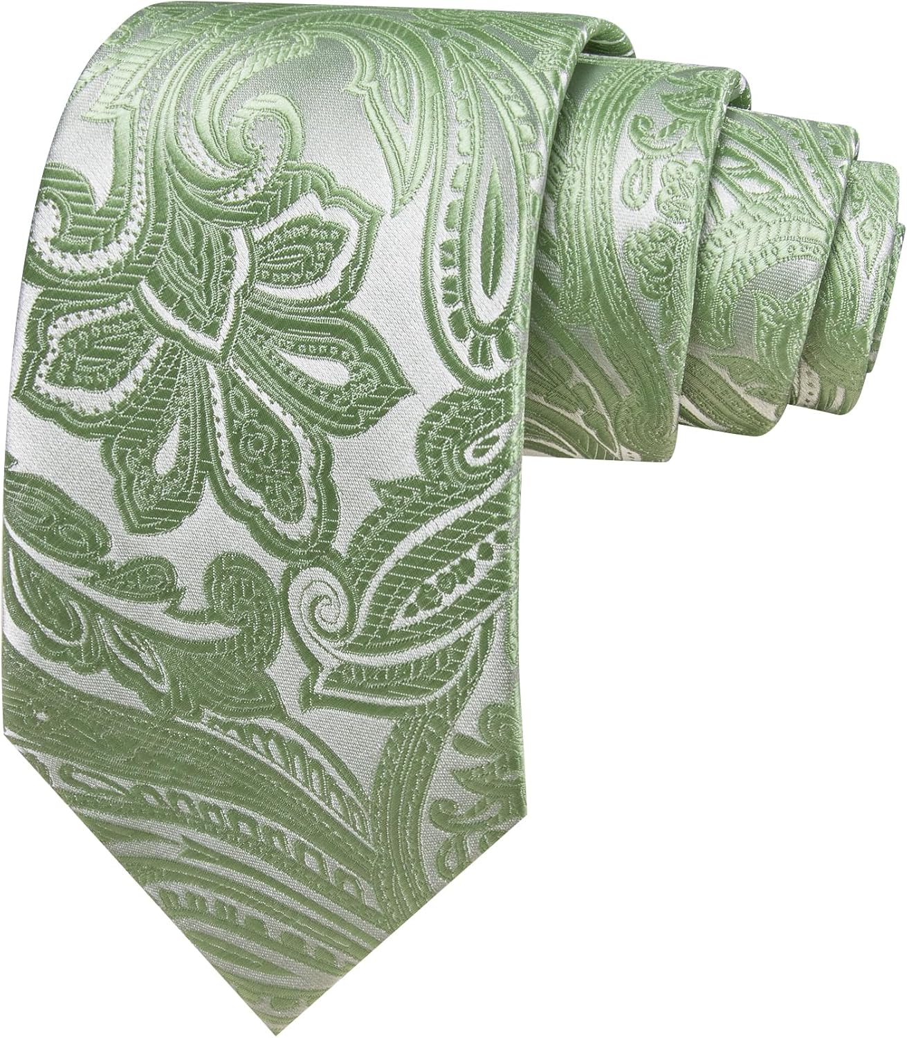 Barry.Wang Paisley Tie with Tie Clip for Men Silk Necktie Pocket Square Cufflinks Set Formal Wedding Party Business - Baby Blue image number 2