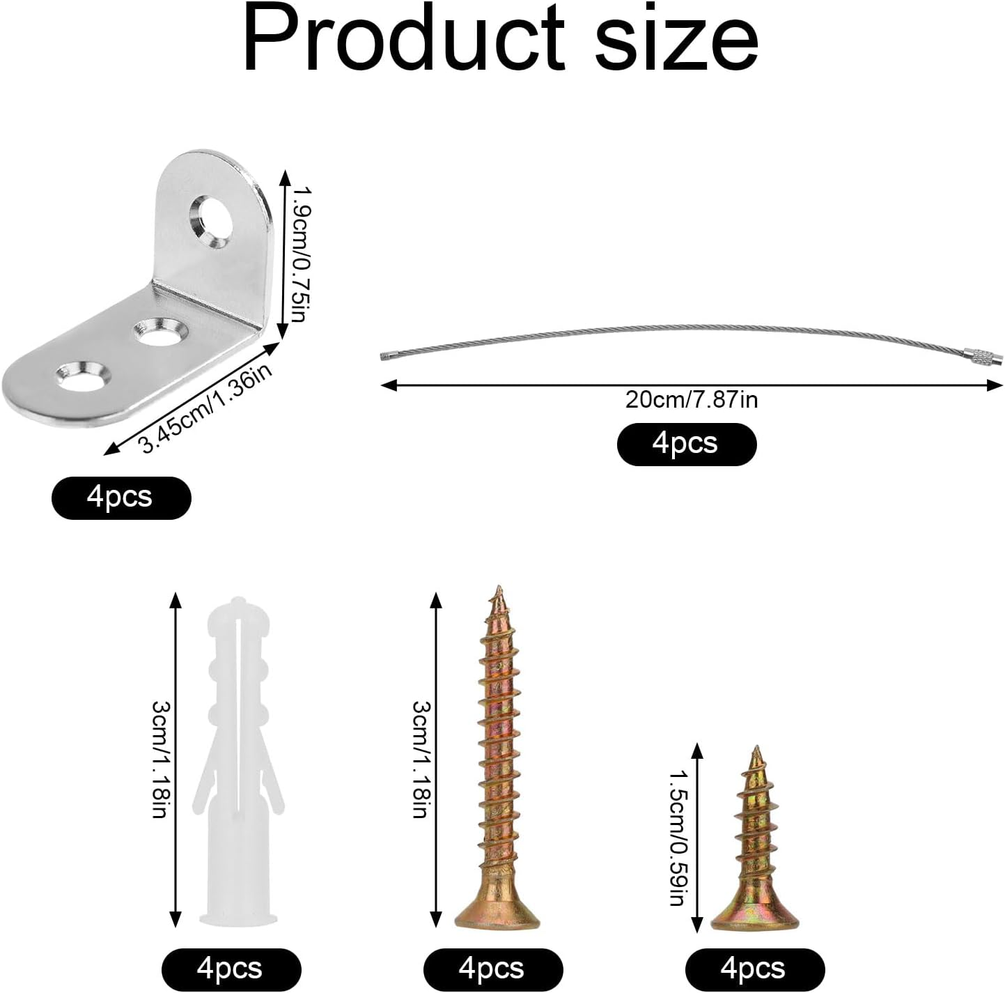 24Pcs Furniture Anchors, Anti-Tip Furniture Anchors Stainless Steel Furniture Wall Anchor Falling Furniture Straps Prevention Furniture Anchors for Baby Proofing Safety image number 6